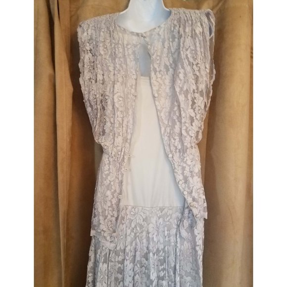 Beautiful Vintage Pale Lavender Sparkle Evening Gown Lace Pat Richards Size 8 - Picture 2 of 7